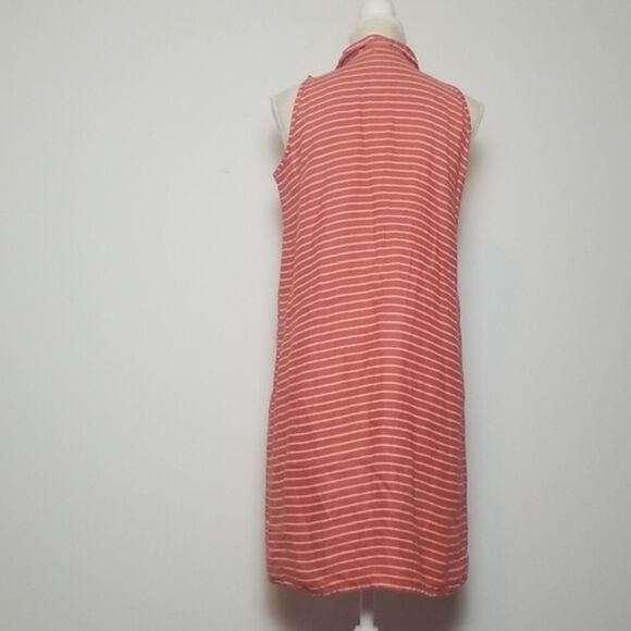 Stella Martini Italy Dress Women's Small Linen Striped Shirt Style Orange Stripe - Picture 3 of 6